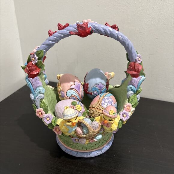Jim Shore 2020 Easter Cheer Found Here Heartwood Creek Basket W/ 4 Eggs 6008810 - Picture 1 of 12
